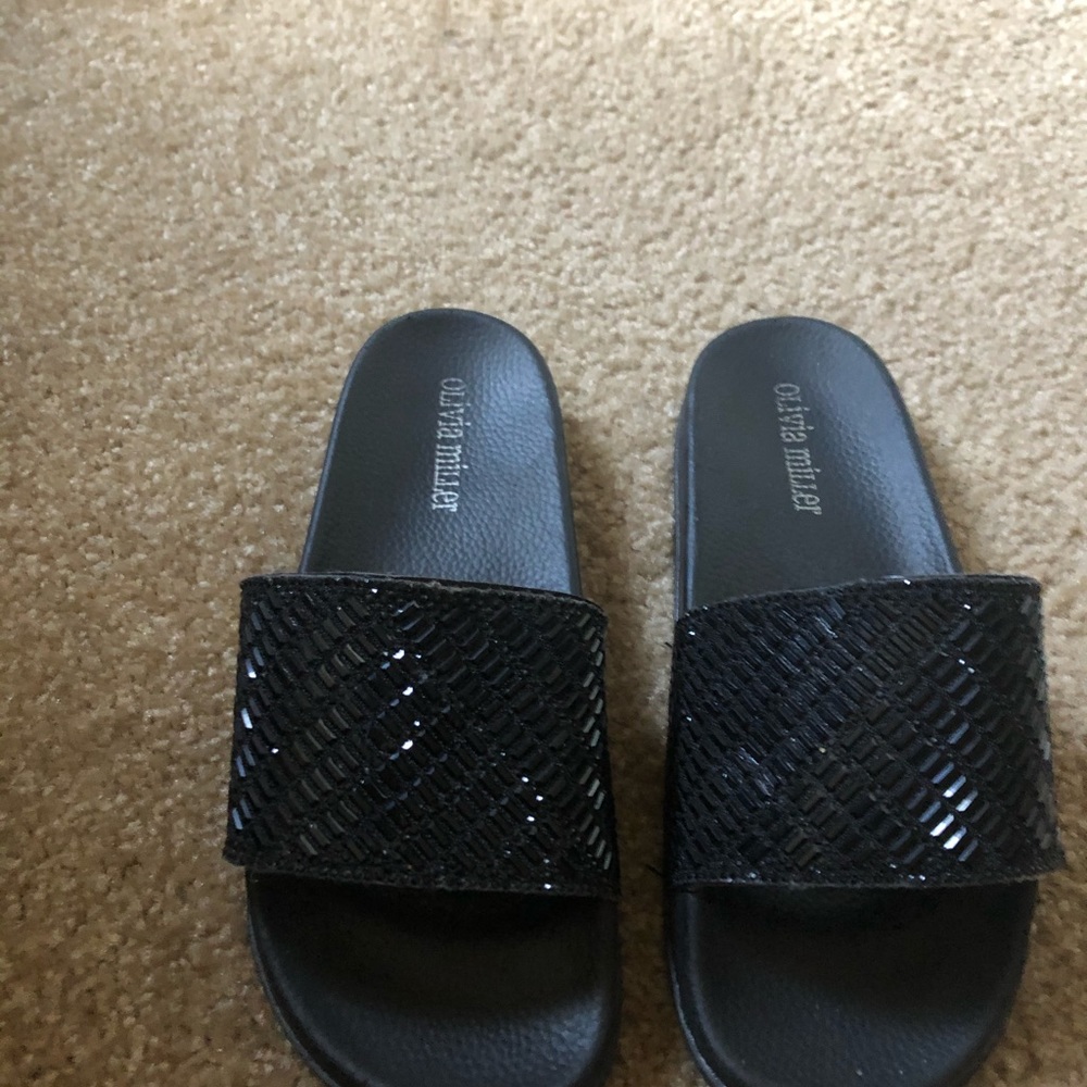 Black sequin slides